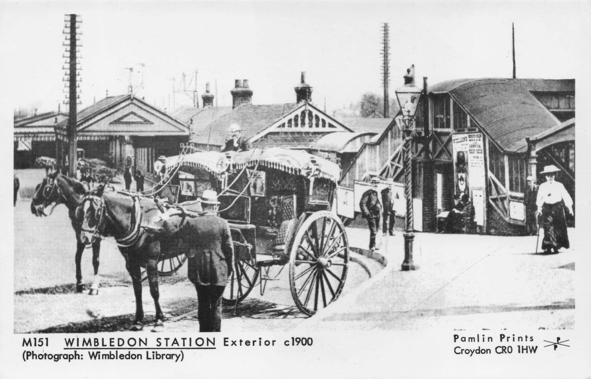 Wimbledon Train Station in London 1900 Photo Transport Postcard