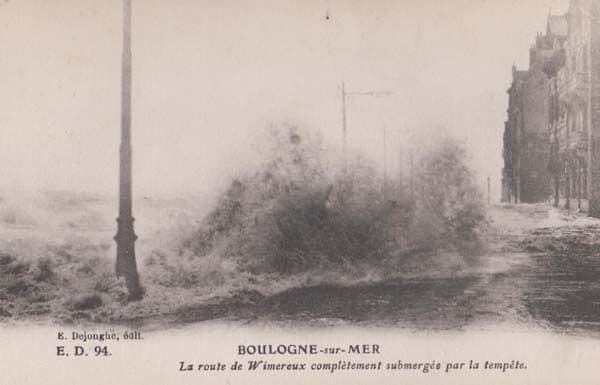 Wimereux Storm Disaster at Boulogne Rough Sea French France Postcard
