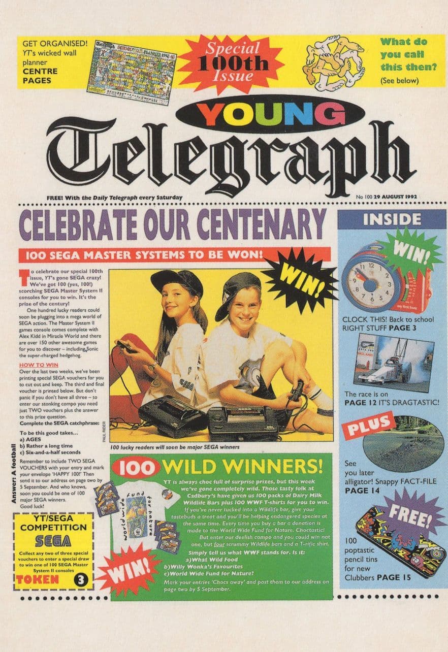 Win A Sega Console Competition Telegraph Newspaper Postcard
