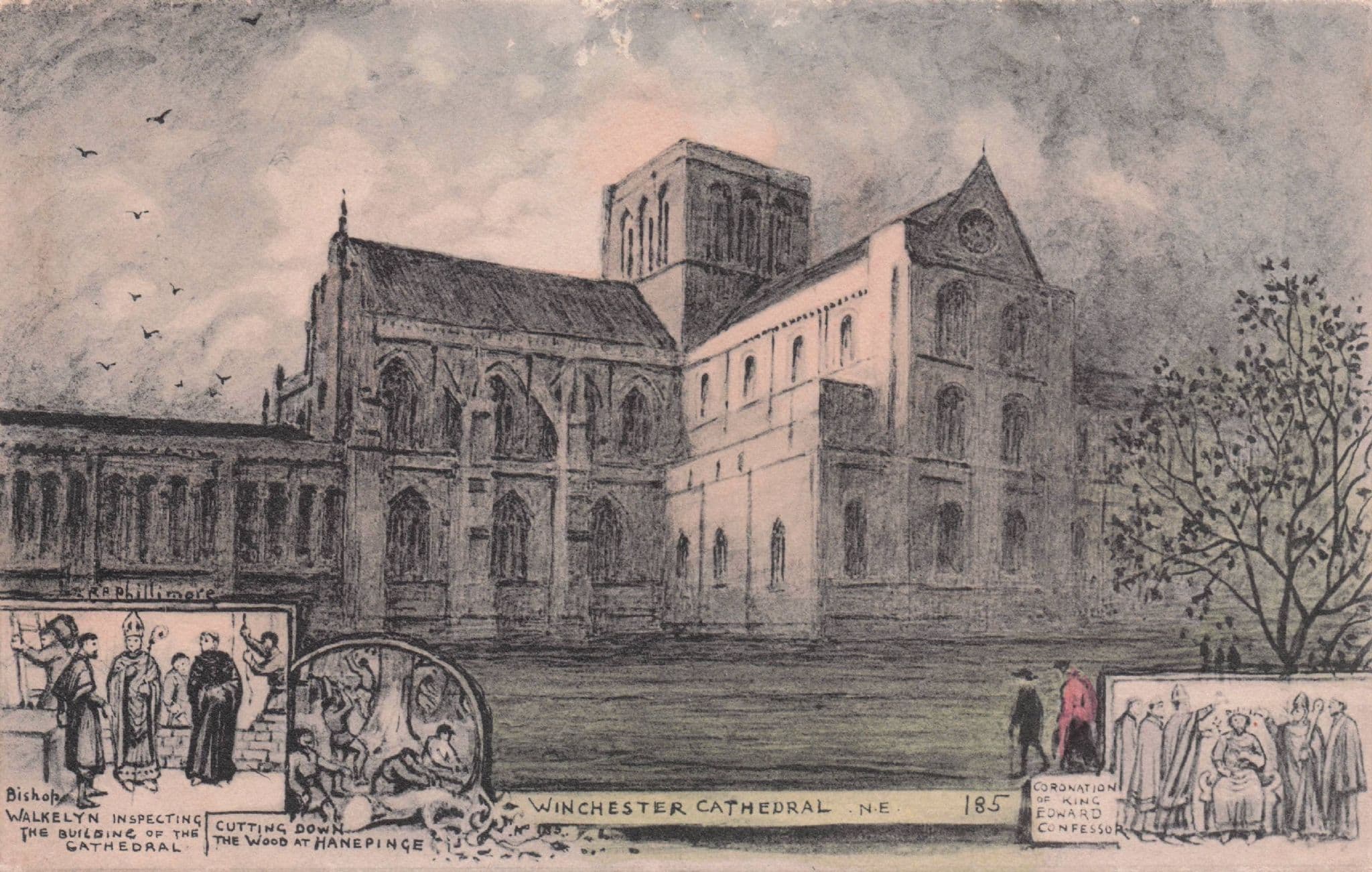 Winchester Cathedral Walkelyn Inspection King Edward Old Phillimore Postcard