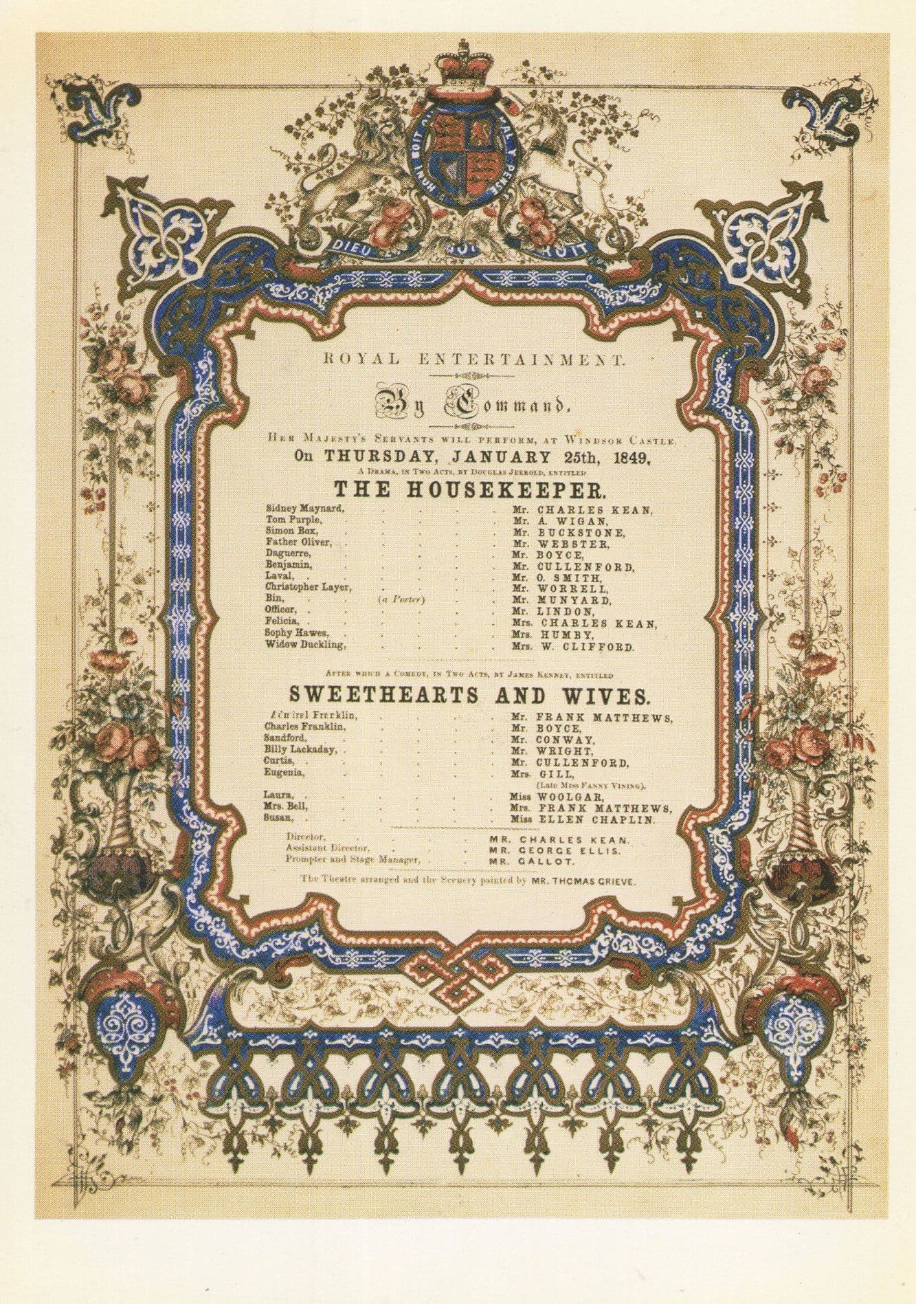 Windsor Castle Victorian Command Performance Programme Postcard