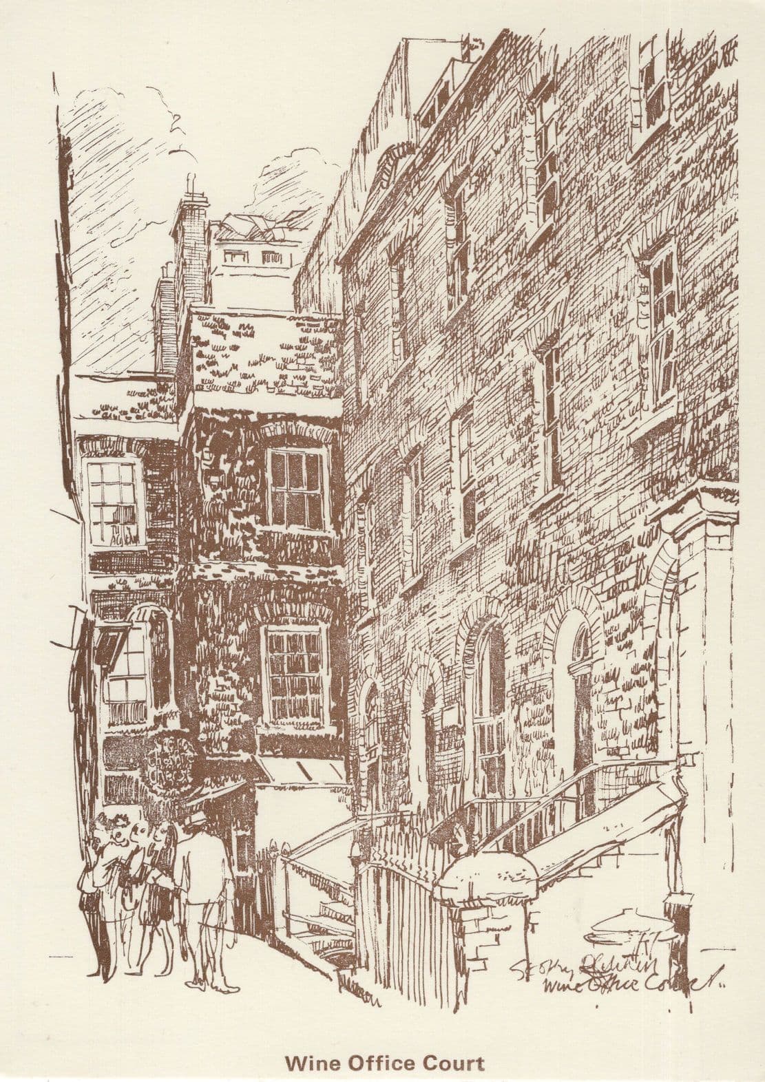 Wine Office Court London Painting Postcard