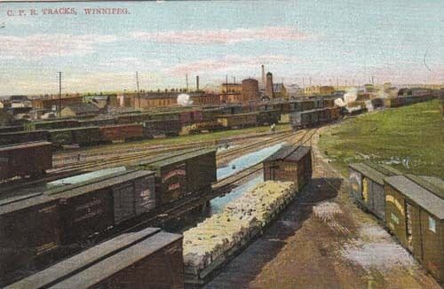 Winnipeg Canada Train Tracks Railway Station Postcard