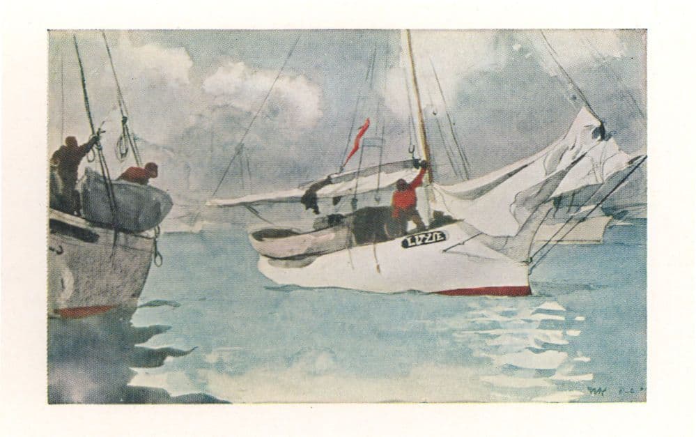 Winslow Homer Fishing Boats at Key West Victorian Painting Postcard