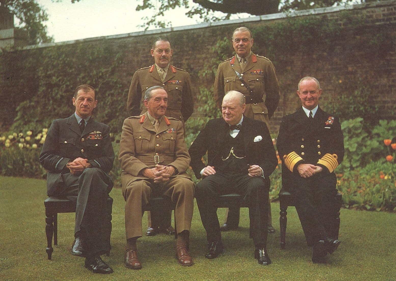 Winston Churchill with Royal Chiefs Of Staff 10 Downing Street Postcard