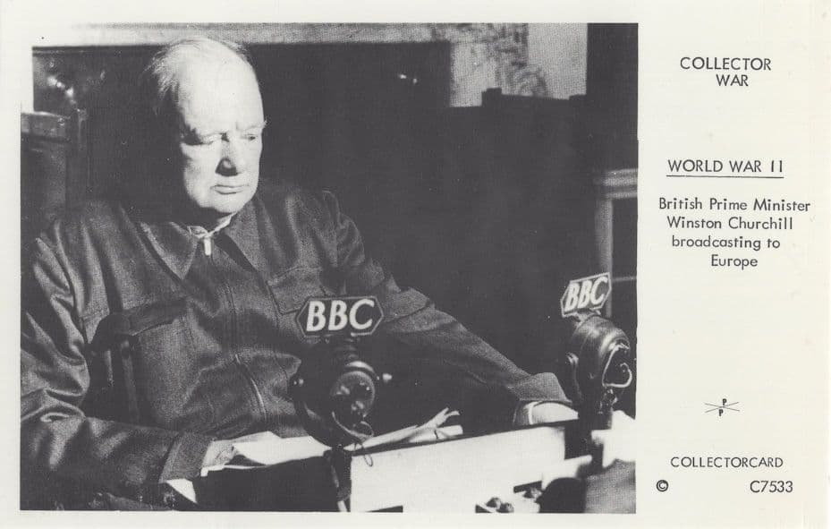 Winston Churchill WW2 BBC War Radio Military Broadcast Ltd Edn Postcard