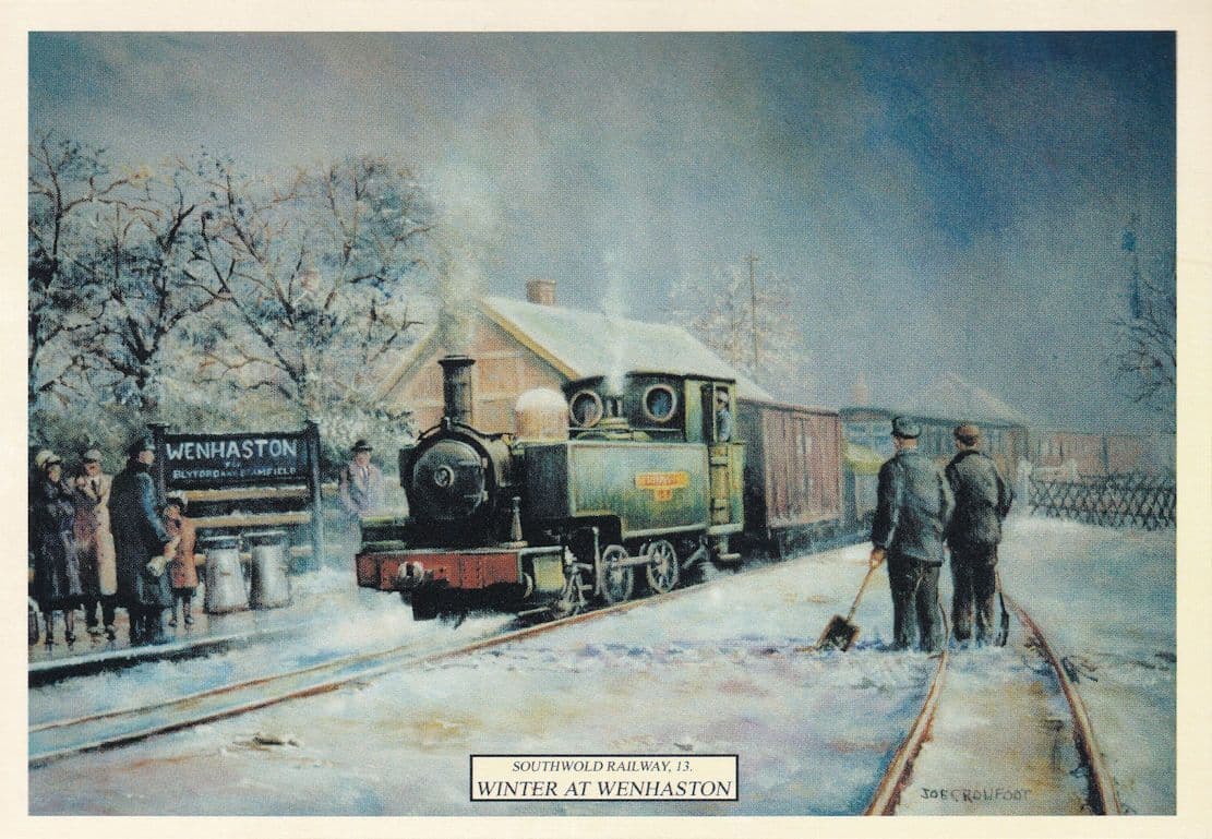 Winter at Wenhaston Train Railway Station Southwold Postcard