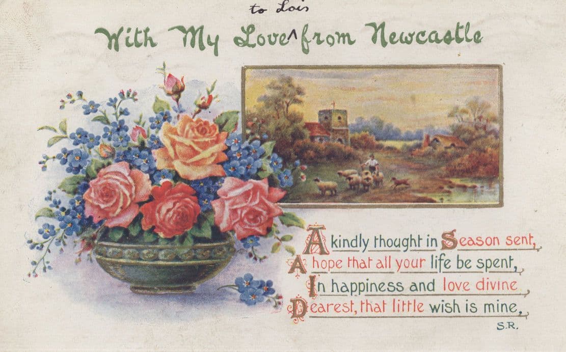 With Love From Newcastle Farmer Farming Greetings Old Postcard