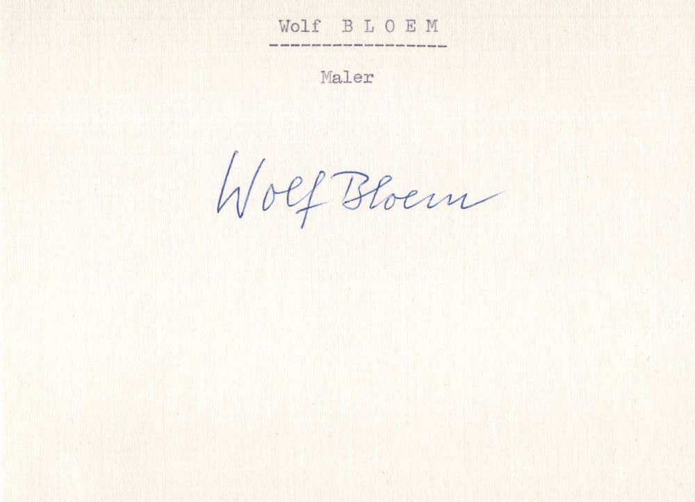 Wolf Bloem German Artist Painting Hand Signed Autograph Card