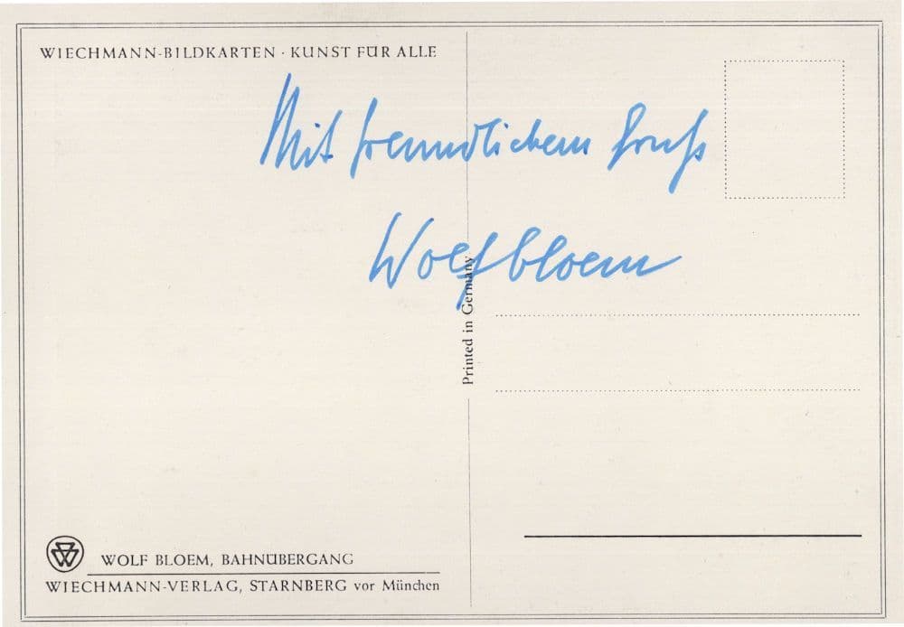 Wolf Bloem German Painter Artist Hand Signed Autograph Postcard
