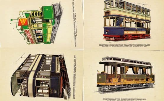 Wolverhampton West Midlands Birmingham Corporation Tramways 4x Bus Postcard s