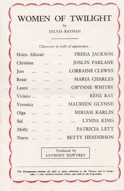Women Of Twilight Jack Hylton Drama Victoria Palace Theatre Programme