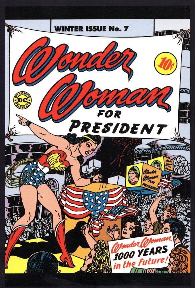 Wonder Woman For USA President WW2 Issue 7 DC Comic Book Postcard