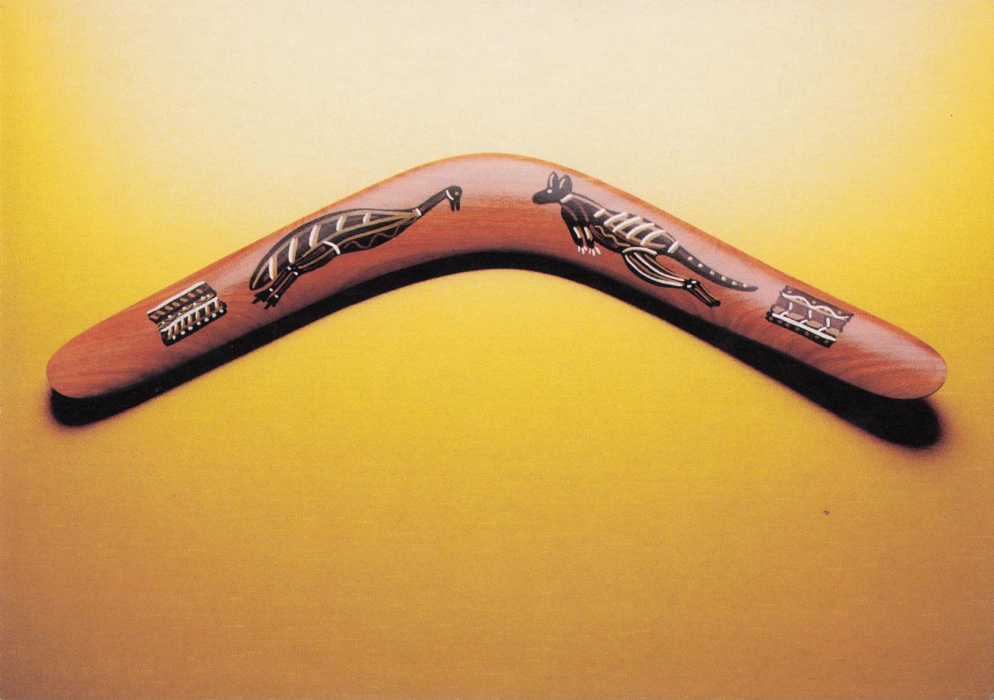 Wooden Vintage Boomerang Financial Times Advertising Postcard