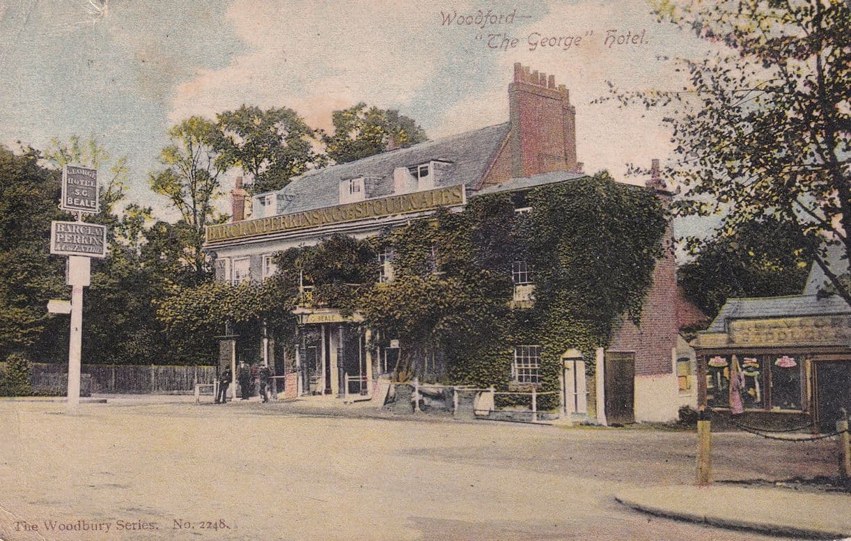 Woodford The George Pub Hotel Antique Postcard
