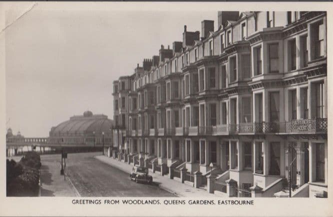 Woodlands Queens Garndes Eastbourne Real Photo Postcard