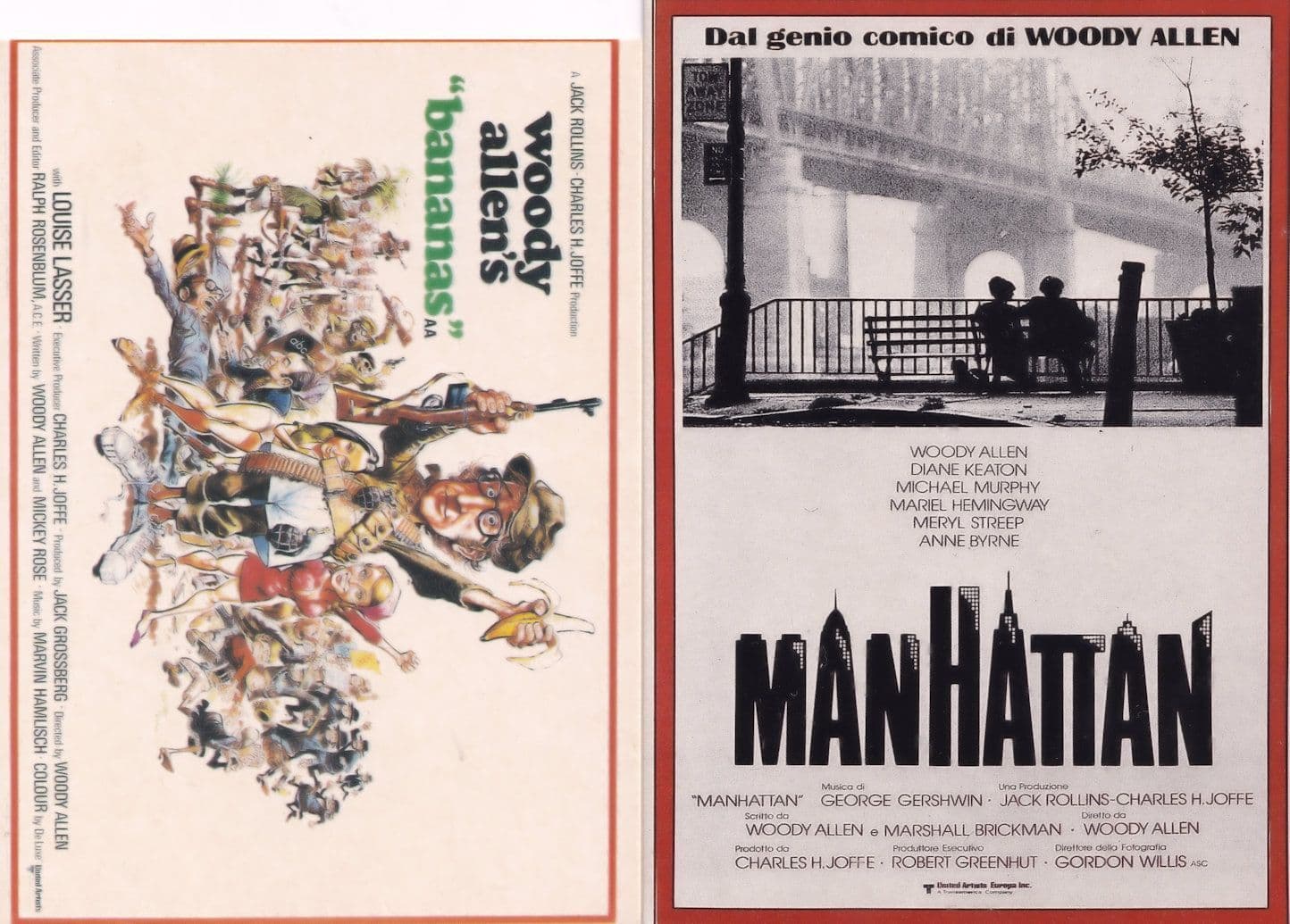 Woody Allen Bananas Manhattan 2x Cinema Poster Postcard s
