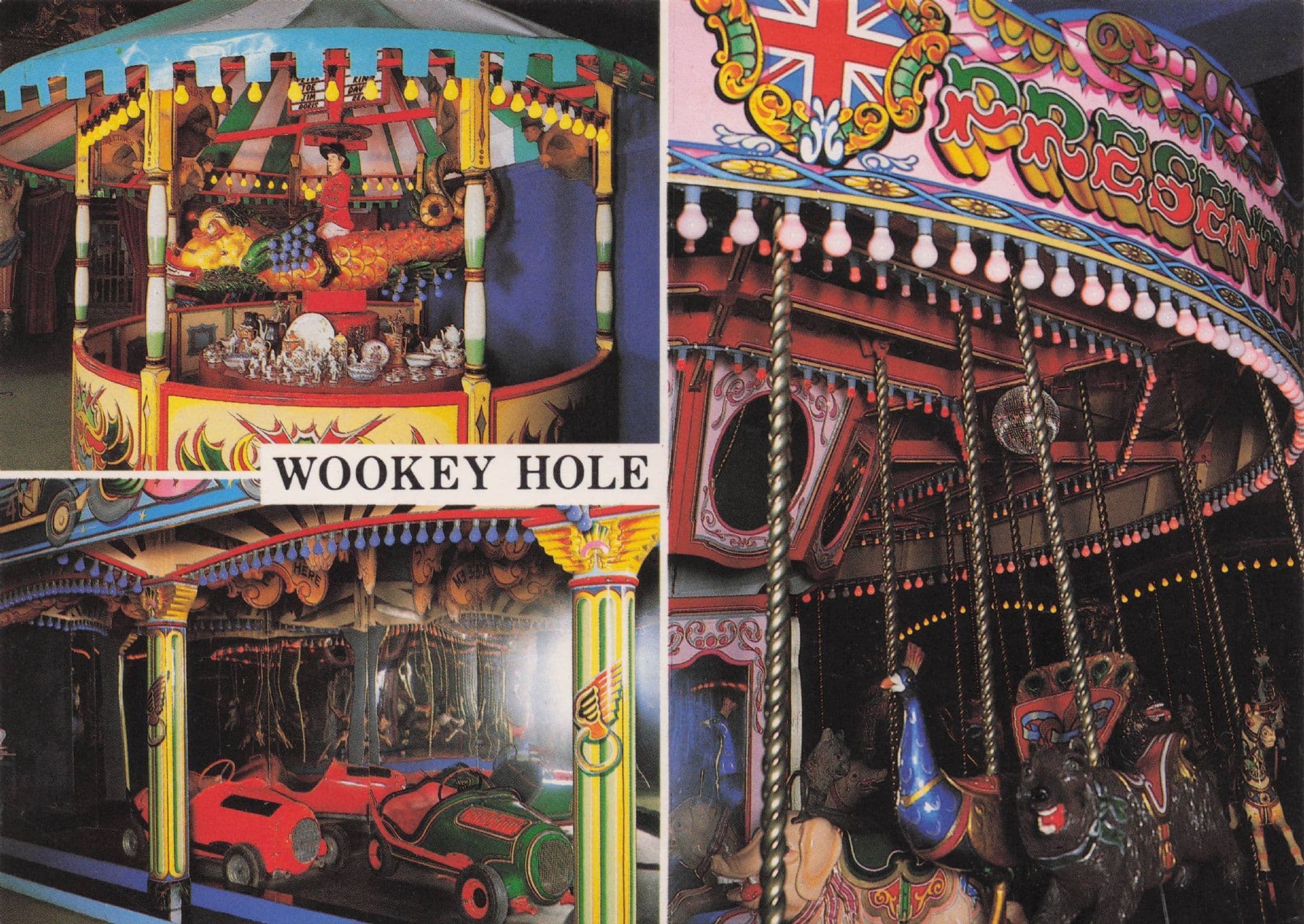 Wookey Hole Dodgem Cars Fairground Birds Ride Postcard