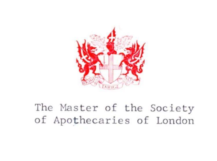 Worshipful Society of Apothecaries Master Antique Card