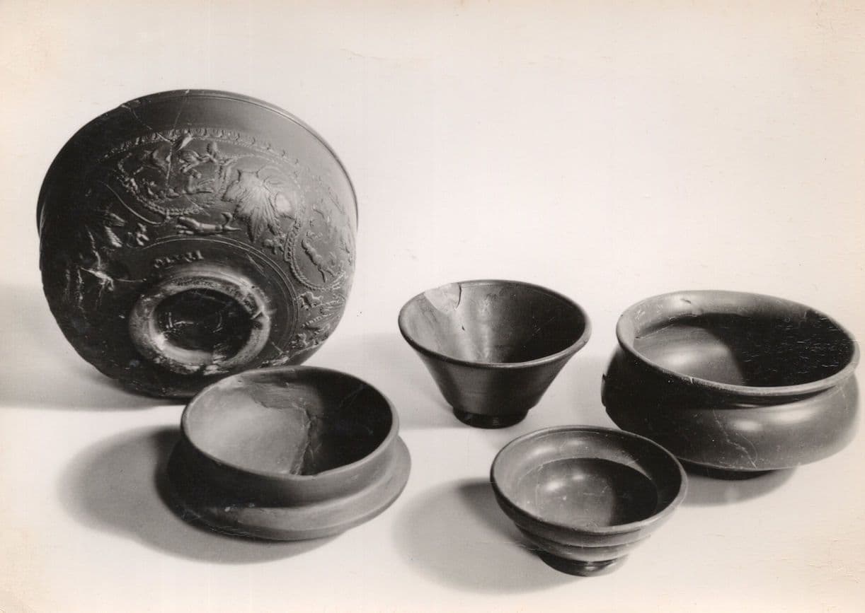 Wroxeter Roman Group Of Samian Ware Pottery Real Photo Postcard