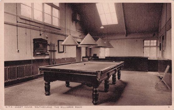 WTA Guest House Southbourne Dorset Billiards Table Old Postcard