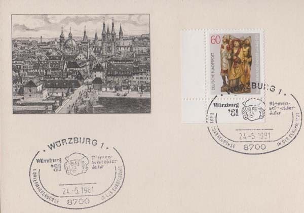Wurzburg Bavaria German 1981 Germany Postmark Rare First Day Cover Postcard