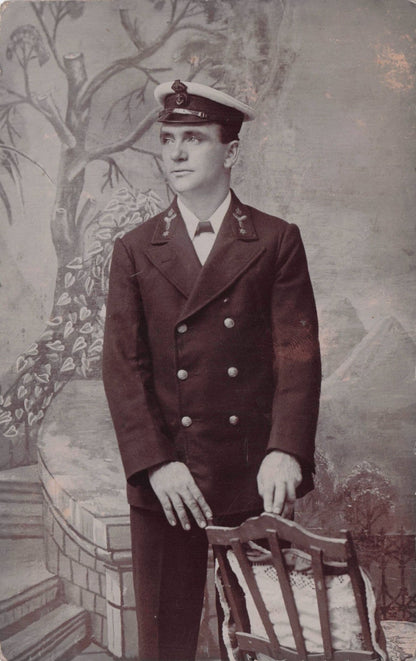 WW1 Ship Captain Possibly Hand Signed Military RPC Postcard