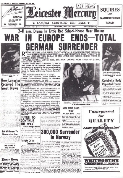WW2 German Military Surrender Leicester Newspaper Ephemera