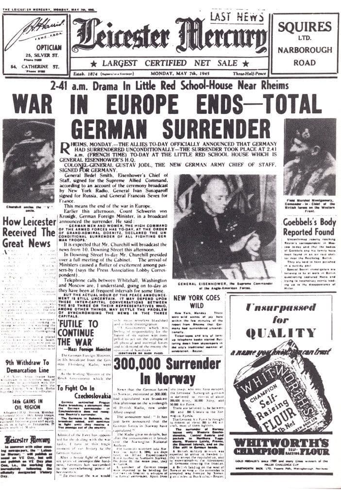 WW2 German Military Surrender Leicester Newspaper Ephemera