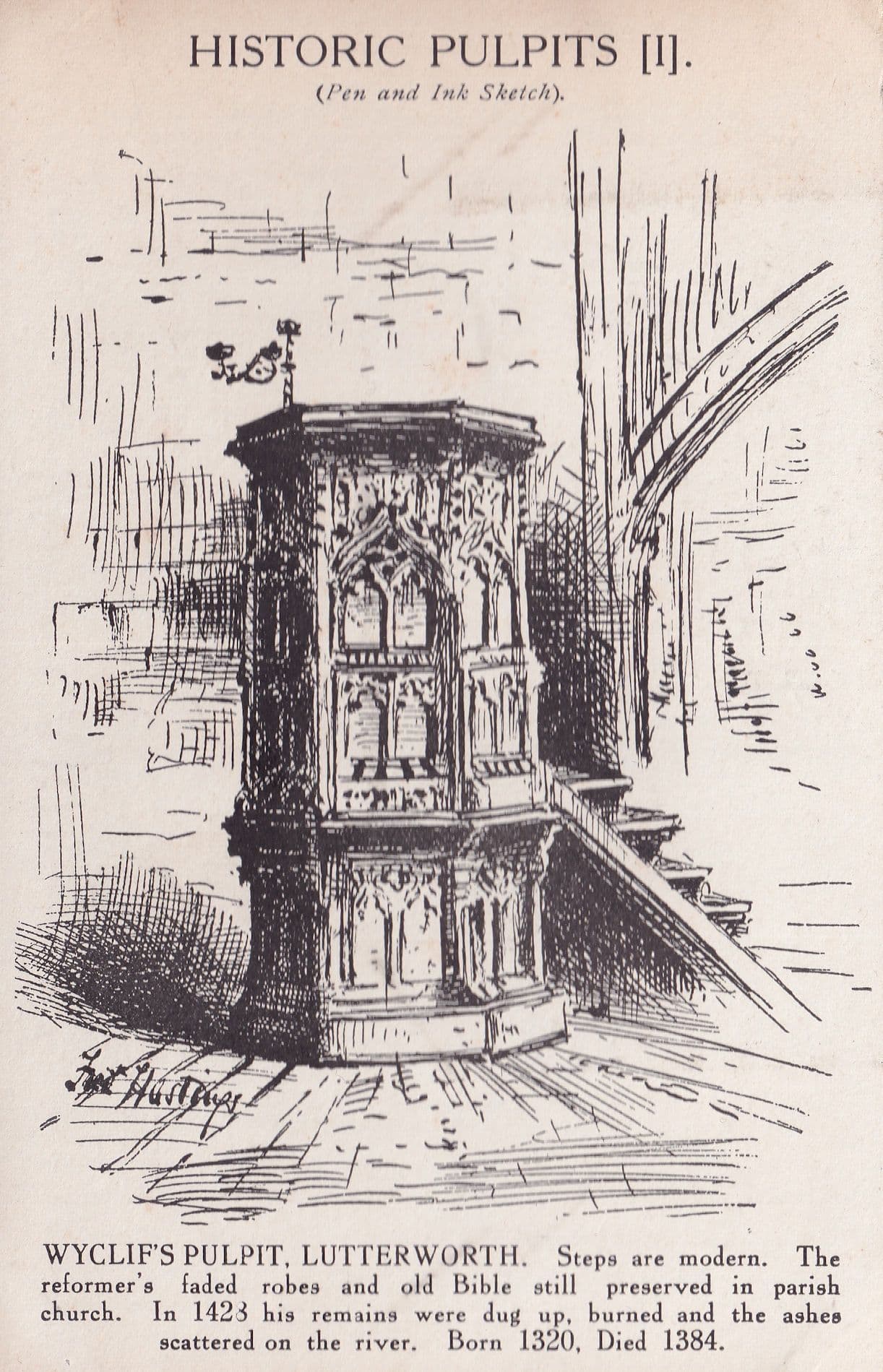 Wyclif's Pulpit Lutterworth Historic Old Postcard