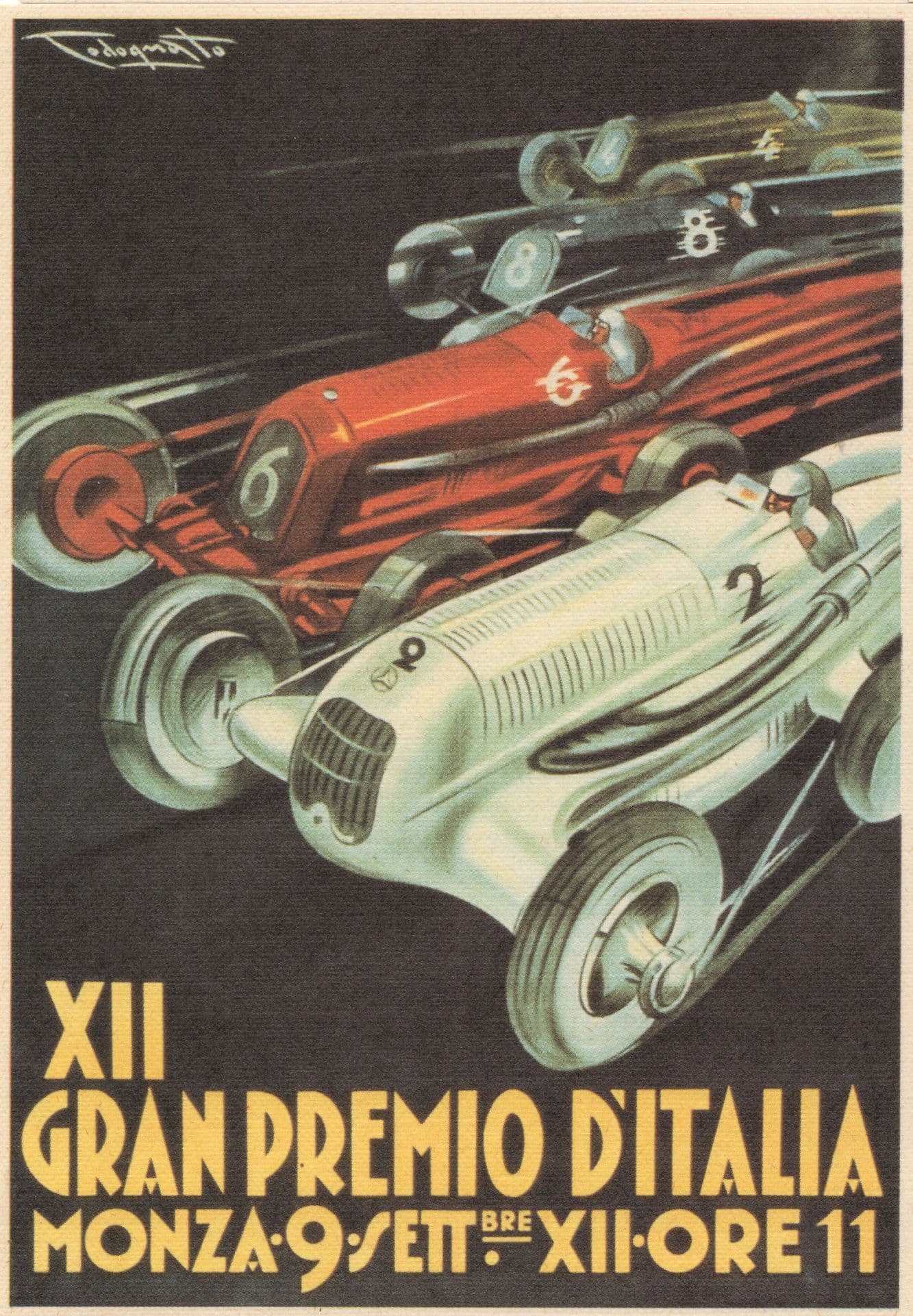 XII Gran Premio D'Italia Monza F1 Grand Prix Rare Poster Postcard