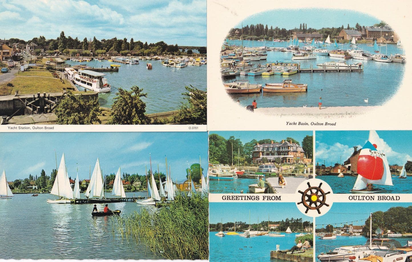 Yacht Basin Oulton Norfolk Broads 4x 1970s Postcard s