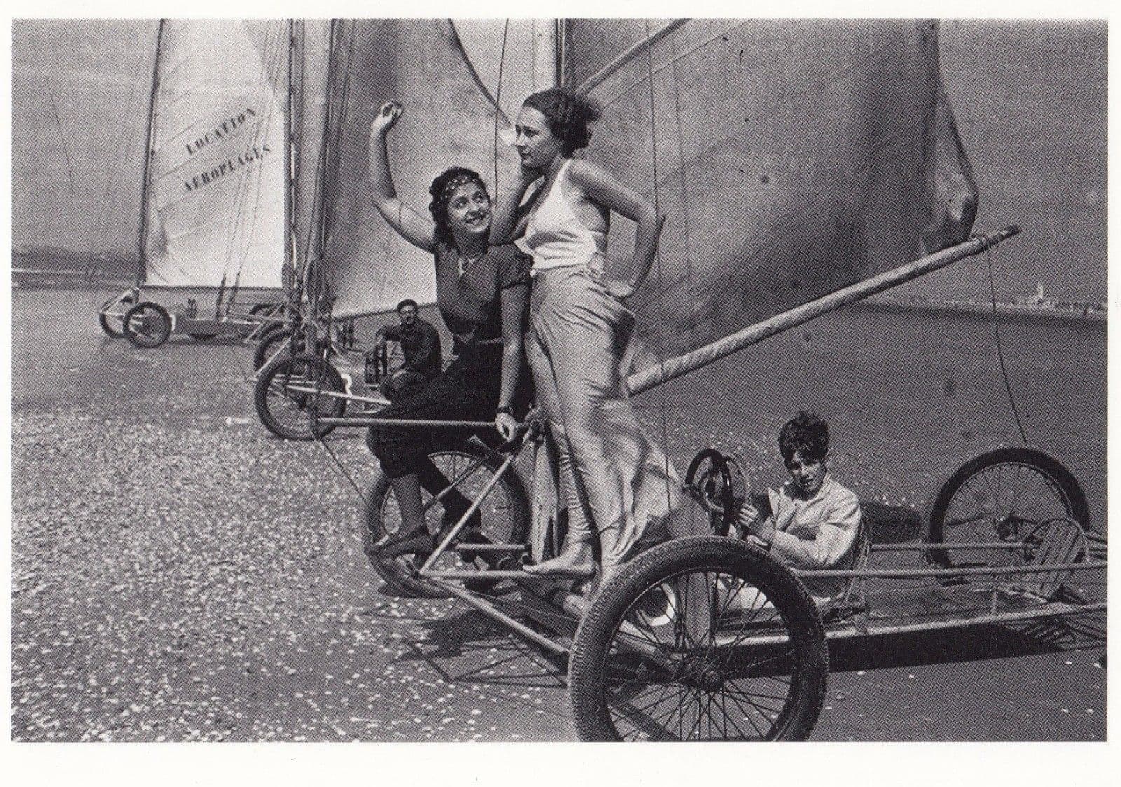 Yacht Beach Tripod Bicycle Racing Device on Sand 1930s Race Aeroplage Postcard