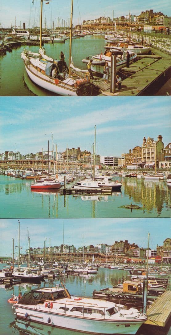 Yachts Visiting Ramsgate Marina Kent Welcome 1980s 3x Postcard s