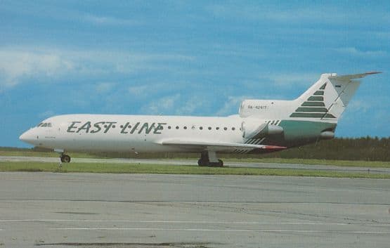 Yakovlev 42D Plane RA-42417 of East Line Airlines at Moscow Airport Postcard