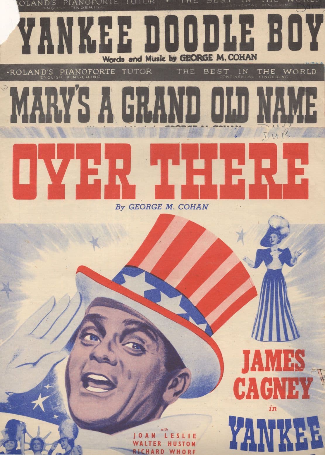 Yankee Doodle Boy Over There 3x James Cagney Sheet Music Please Read