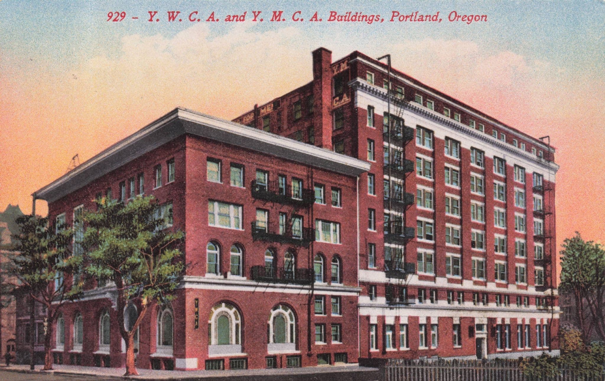 YMCA Buildings Portland Oregon USA Old Rare Postcard