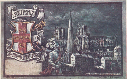 York Cliffords Tower Knight Heraldry Shield Antique 1905 Yorkshire Postcard