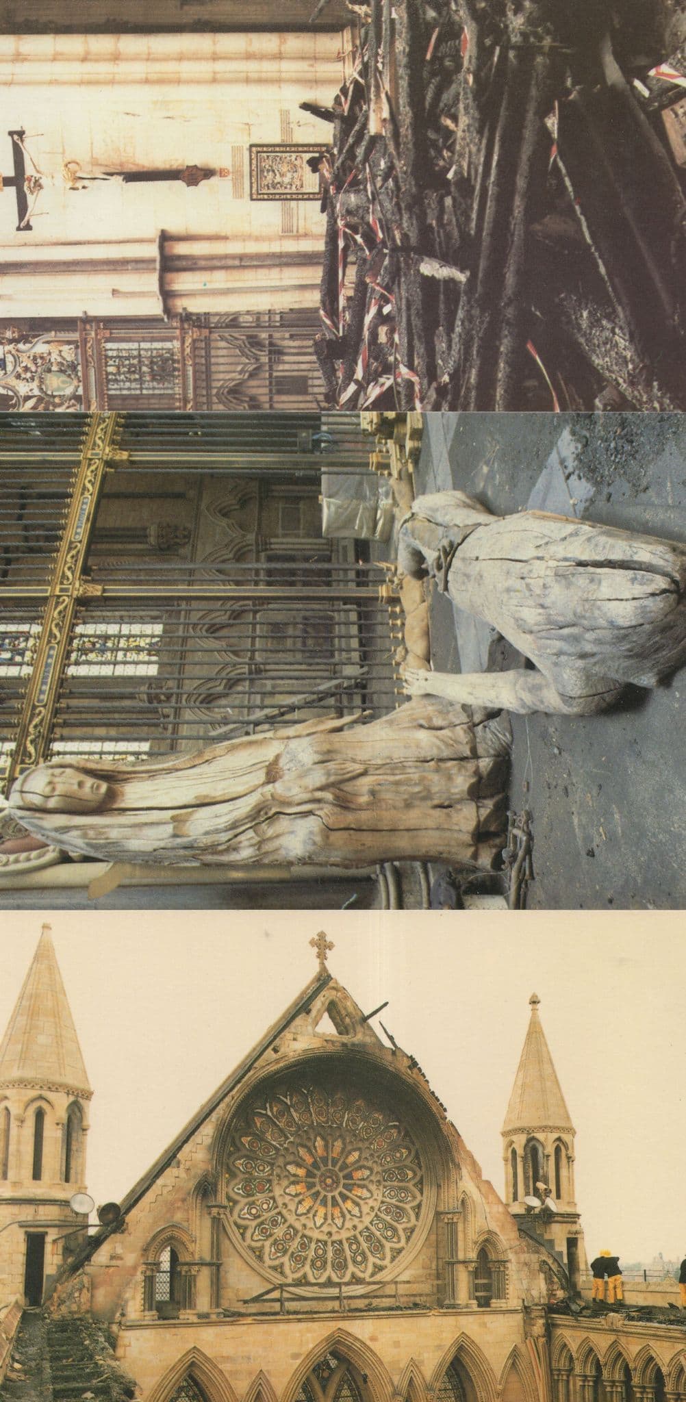 York Minster 1984 Fire Disaster 3x Devastation Disaster Postcard s