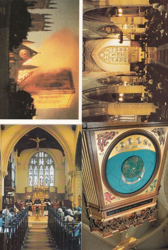 York Minster Clock Fire Disaster Sunday Service Congregation 4x Postcard s