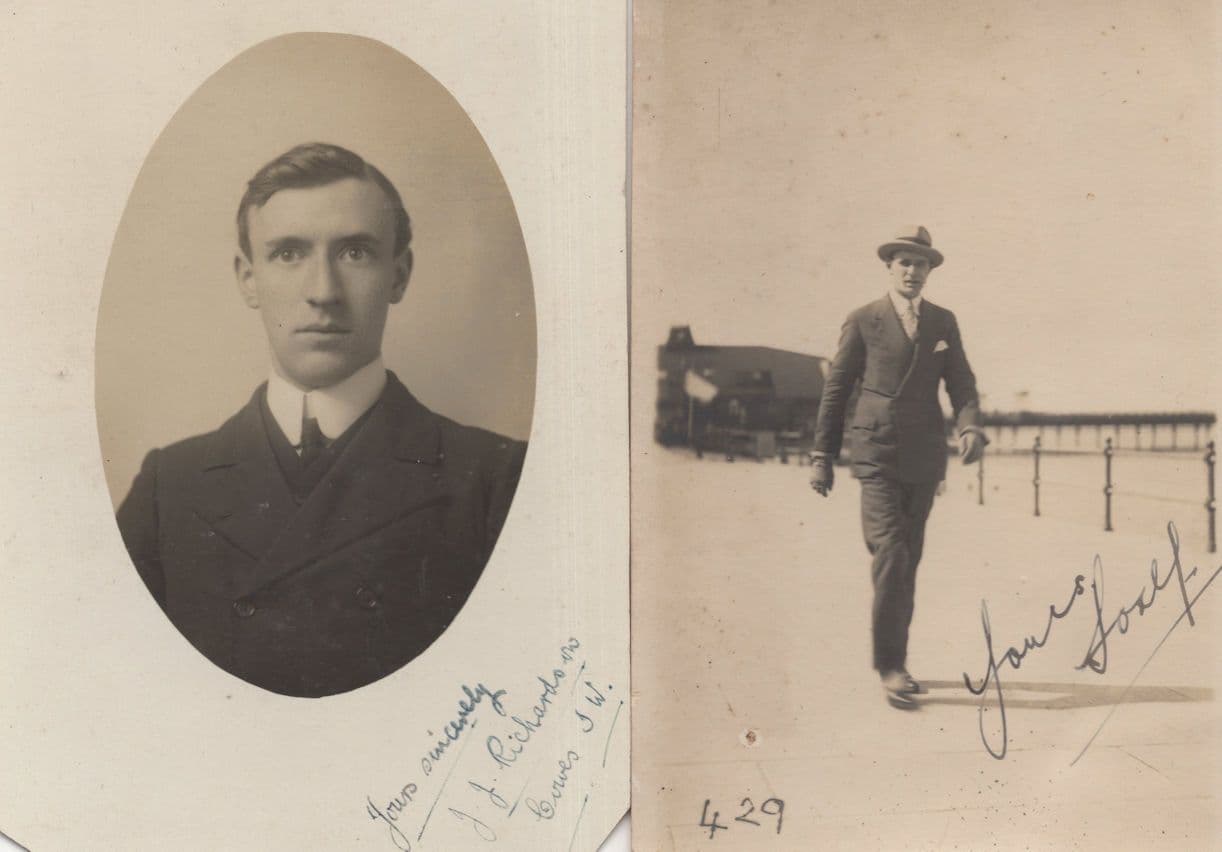 Yorkshire Bowes 2x Antique Hand Signed Portrait Postcard s