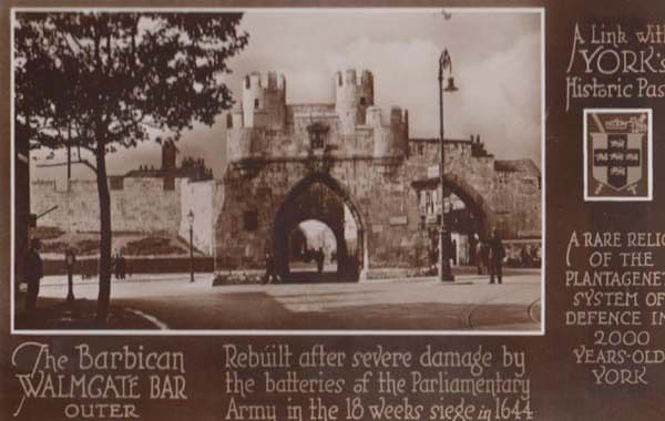 Yorkshire Military Seige Parliament Army Walmgate Bar Real Photo Postcard