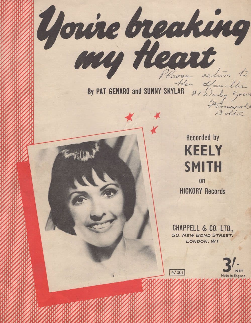 You're Breaking My Heart Keely Smith Sheet Music