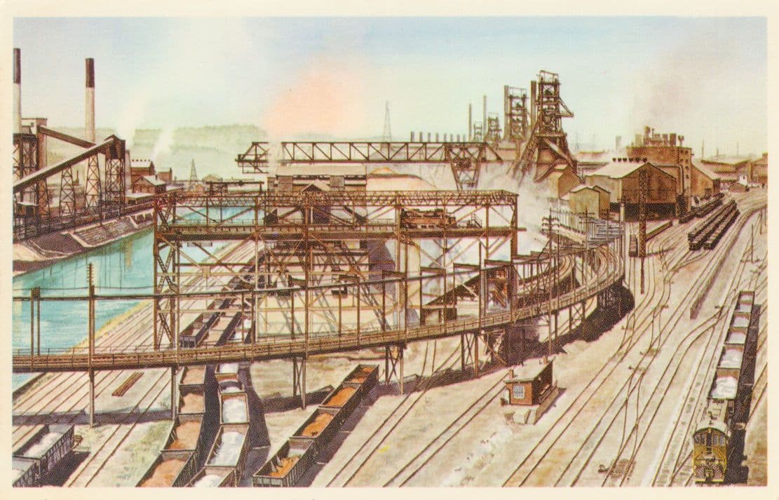 Youngstown Sheet & Steel Company Pittsburgh & Lake Erie Railroad Old Postcard