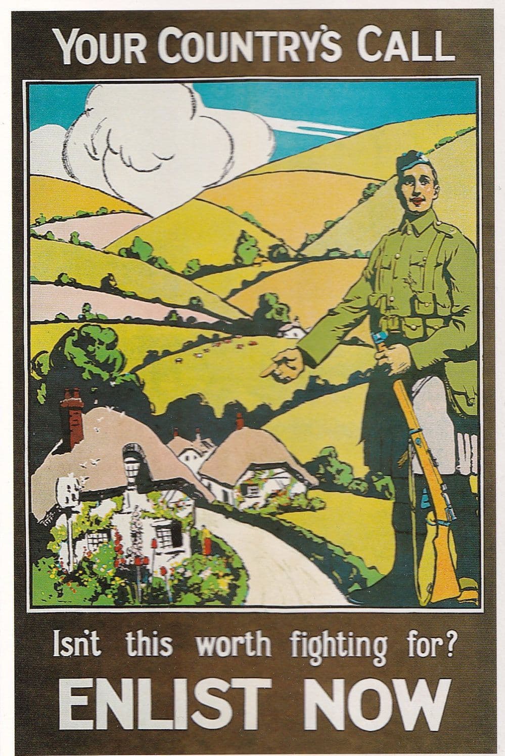 Your Countrys Call Enlist Now WW1 Army Recruitment Postcard