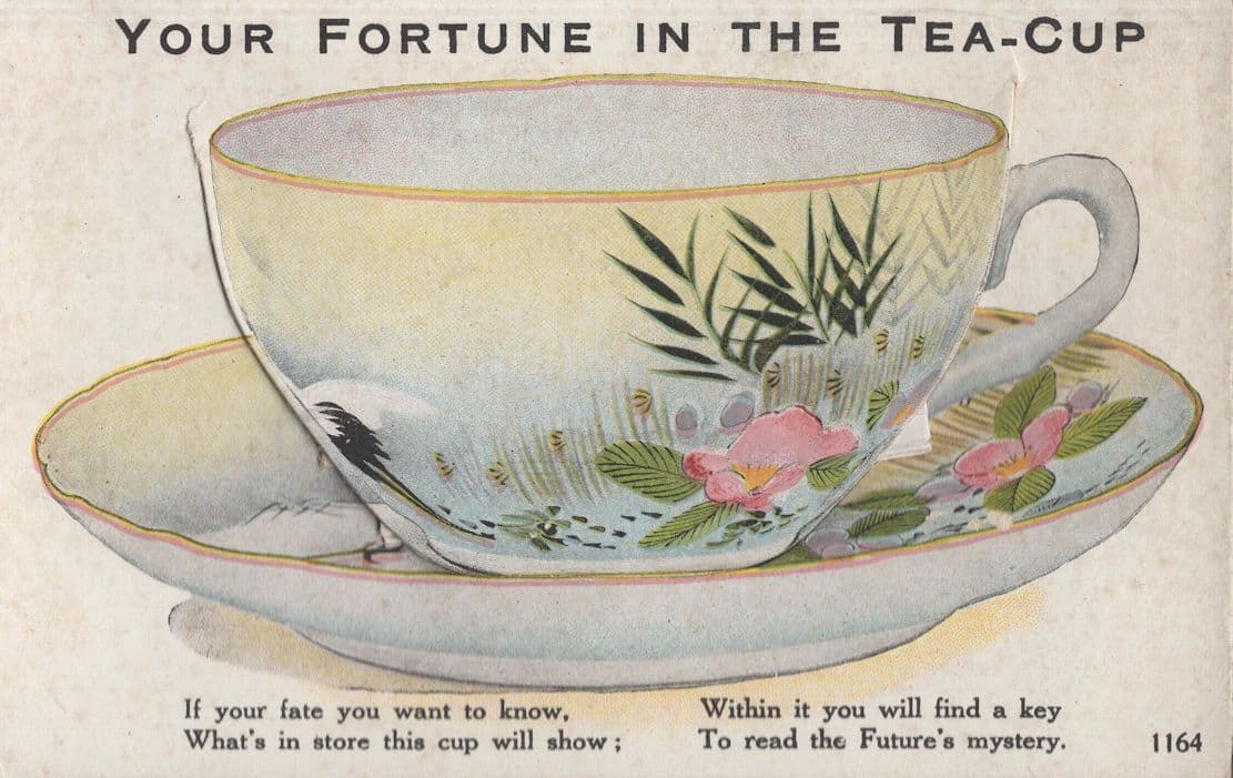 Your Fortune In The Tea Cup Leaves Mailing Novelty Old Postcard