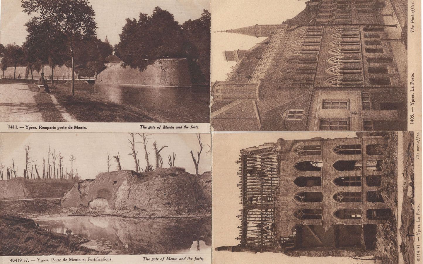 Ypres La Porte De Menin Et Fortifications 4x WW1 Postcard s