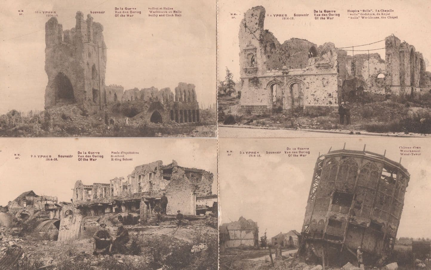 Ypres Riding School Soldiers Army Bomb Damage WW1 Postcard