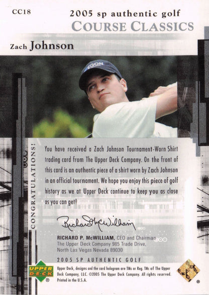 Zach Johnson Course Classics 2005 Golf SP Upper Deck Worn Shirt Card