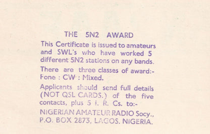 Zaria Nigeria 1960s QSL Amateur Radio Card